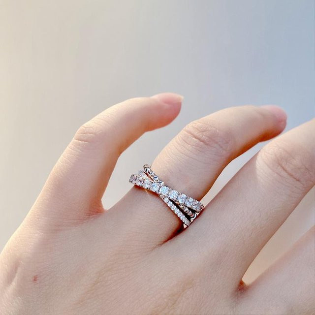YIRAN Jewelry Kreuzringe, Kupfer, Zirkonia, Schwarz, Damen - Bild 1