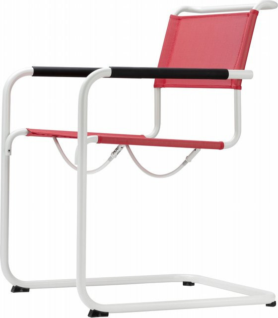 Thonet S 34 N All Seasons Armlehnenstuhl aus Stahlrohr mit Netzgewebe in Schwarz - Bild 1