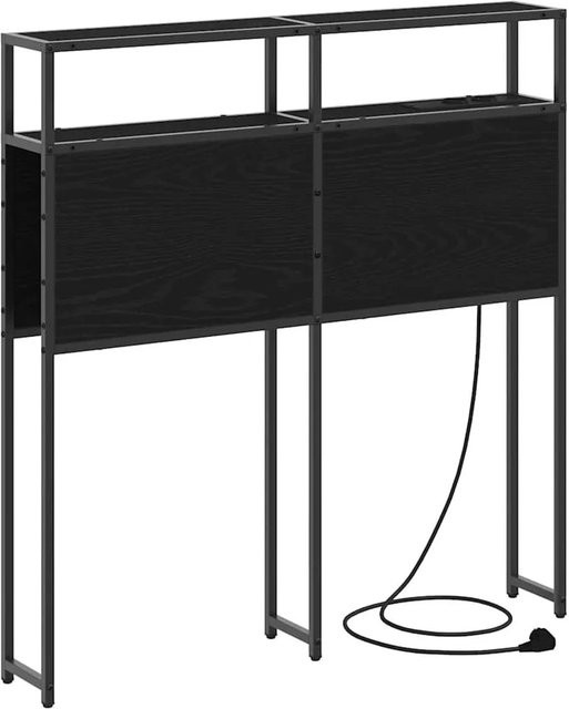vidaXL Stauraum-Kopfteil in Eiche Schwarz mit integriertem Regal und USB-Ladeport - Bild 1