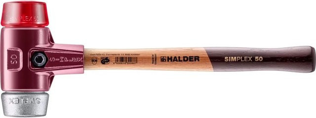 Halder Simplex Schonhammer mit Plastikkopf in Rot und Silber, Durchmesser: 50 mm - Bild 1