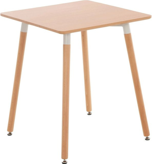 DELUKE Esstisch HILDA quadratisch in Buche Natur Braun B/T/H: 60 x 60 x 70 cm - Bild 1