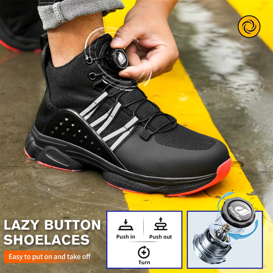 Kankeirr Herren-Arbeitsschuhe in Schwarz mit Stahlkappe und durchtrittsicherer Sohle, atmungsaktive Sicherheitsschuhe und Industrieschutzstiefel - Bild 2