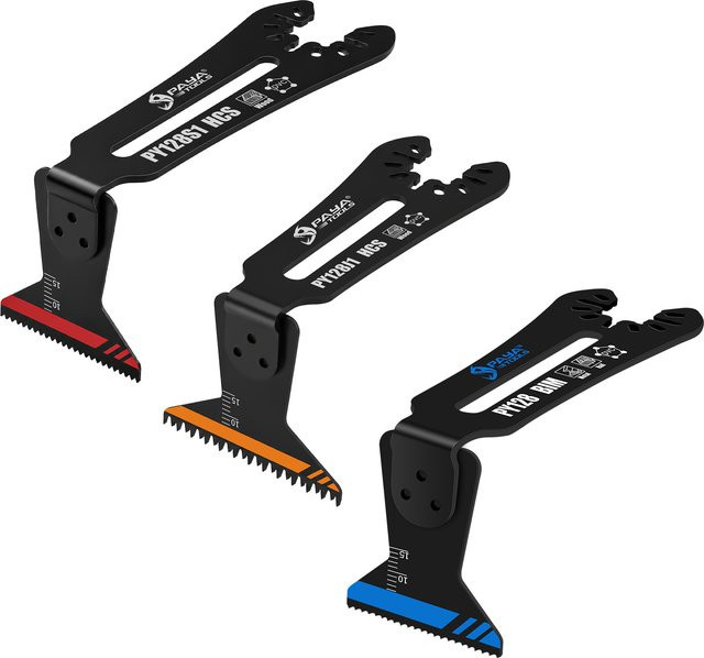 3-teiliges PAYA Oszillierende Multitool-Sägeblätter Set aus Bi-Metall HCS für Holz und Metall, Schwarz - Bild 1