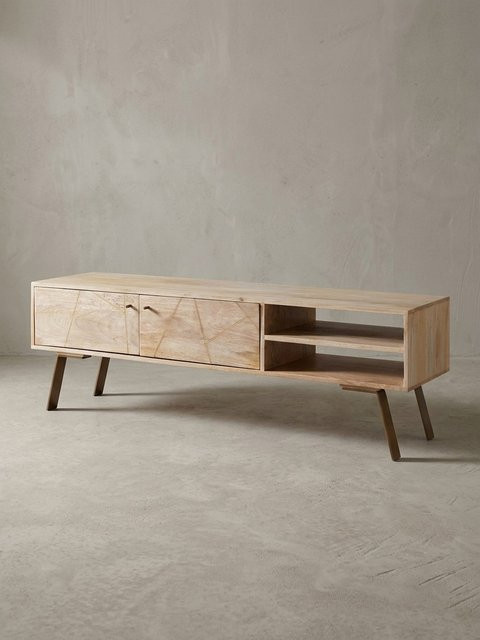 Lowboard KADIMA DESIGN aus Mango Massivholz im Landhausstil mit 2 Türen, Farbe: Braun, B/T/H: 145 x 47 x 35 cm - Bild 1