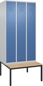 C+P Spind Classic PLUS Garderobenschrank mit Sitzbank, 3 Abteile, Zylinderschloss, 3 Garderobenhaken, B/T/H: 212,0 x 90,0 x 81,5 cm - Bild 1