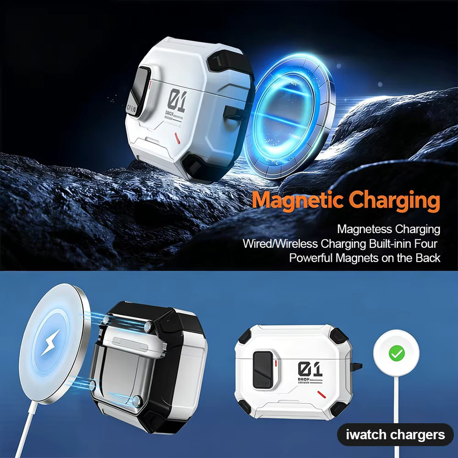 DO AS YOU WISH Star Armor Hartschalen-Schutzhülle für AirPods 4 Pro 2 Pro 3 aus PC in Weiß mit Dekor-Karabinerhaken - Bild 3