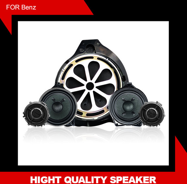 ALOONGACARR Auto-Subwoofer-Lautsprecher mit Hochtöner, Basshorn und Audio-Mitteltöner für Mercedes Benz C W205, GLC X253 und E W213 Serie, Schwarz - Bild 1