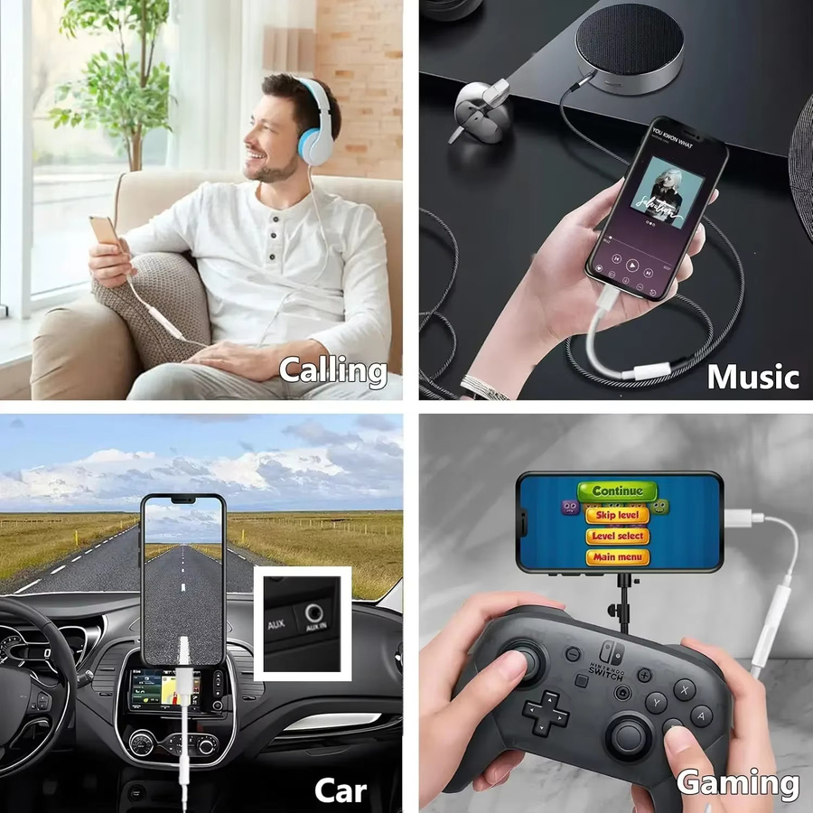 USB Typ C auf 3,5-mm-Klinke Audio-Adapter in Weiß für iPhone 15, Samsung Galaxy und Huawei - Bild 3