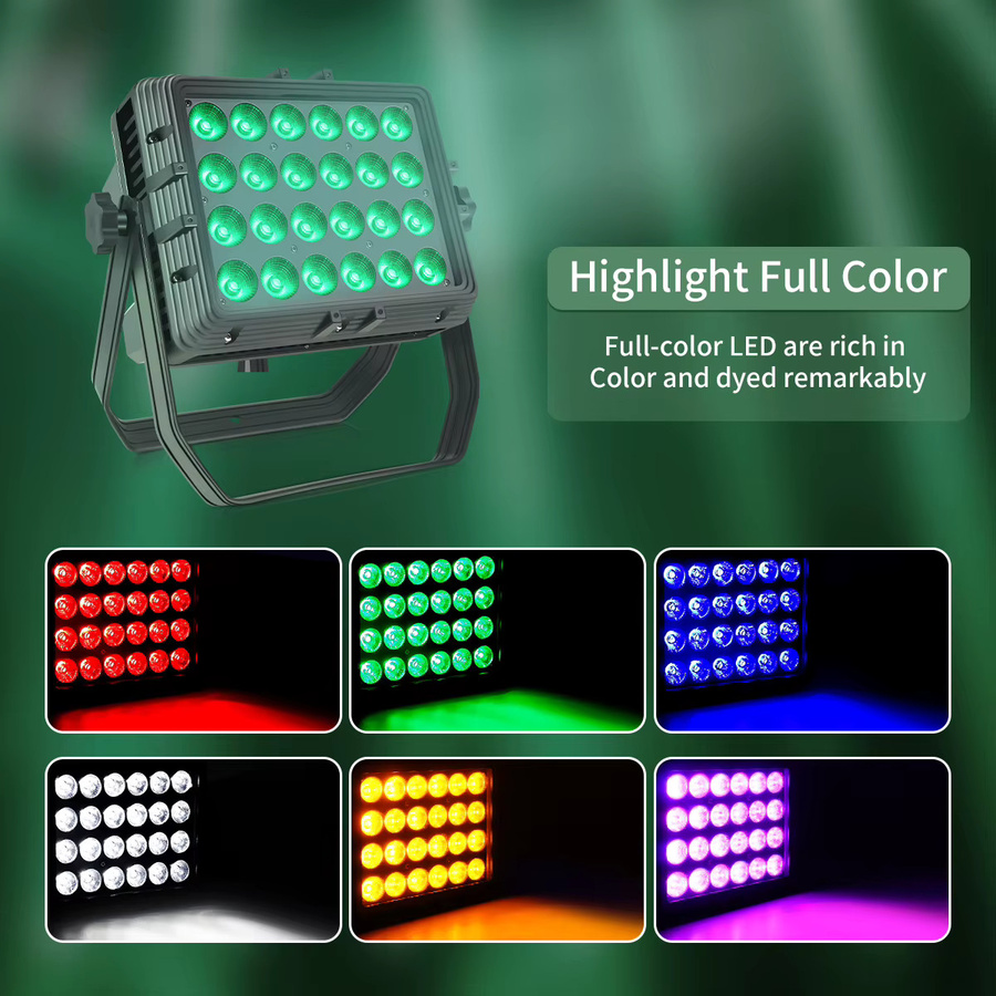 Professionelles quadratisches LED-Par-Licht RGBWA UV 6-in-1 wasserdichtes Bühnenlicht für DJ, Disco und Außenbereich in Schwarz - Bild 2