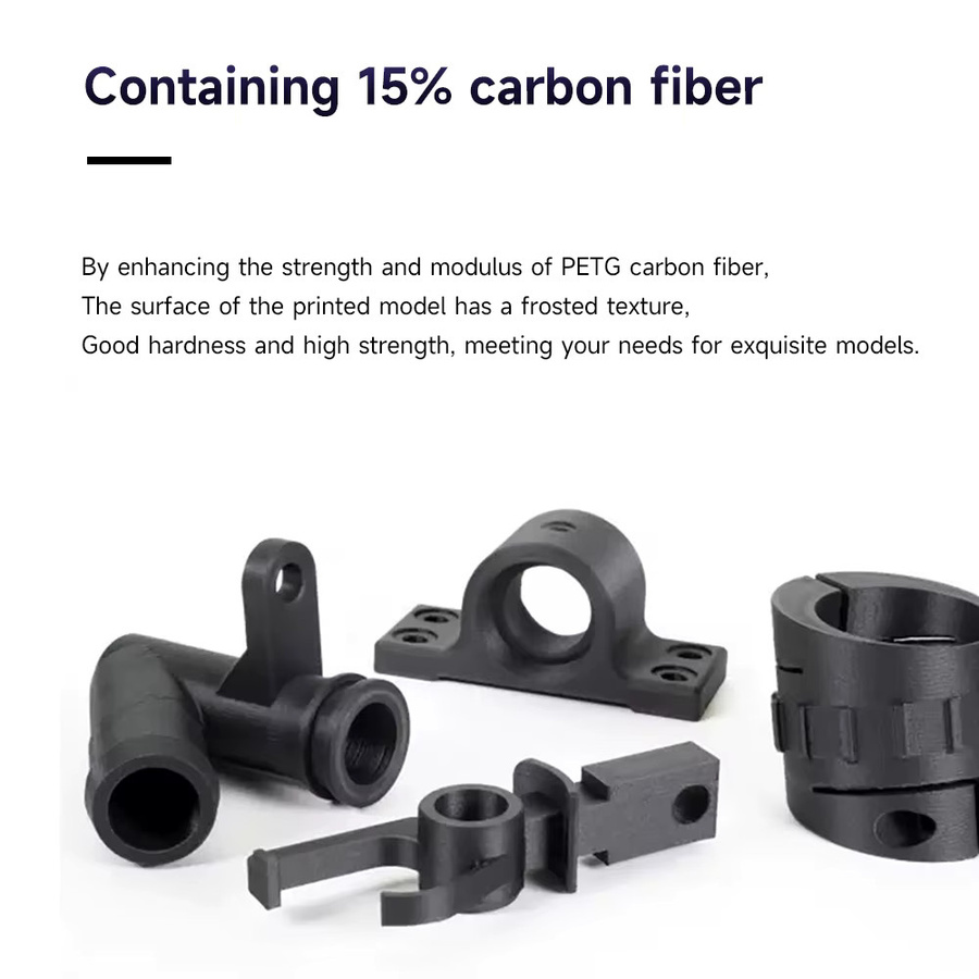 KINGROON Kohlefaser 3D-Druckerfilament PETG-CF und PLA-CF, 1,75 mm, 1 kg, Schwarz - Bild 1