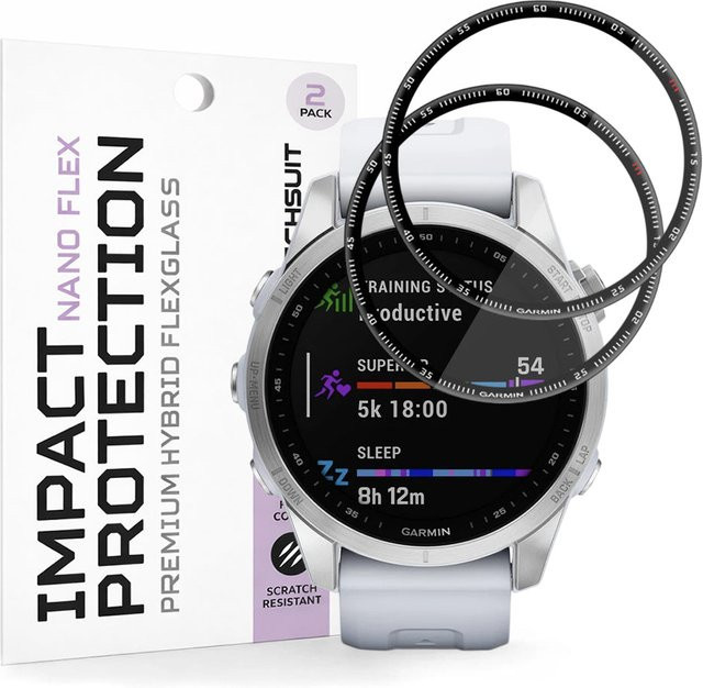 Techsuit Schutzfolie Nano Flex für Garmin Fenix 7S, Schwarz, Kunststoff, 2 Stück - Bild 1
