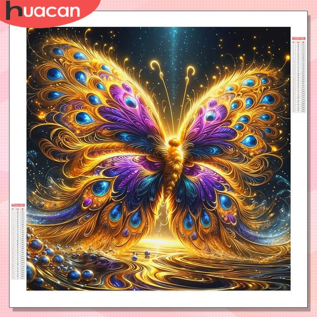 HUACAN Diamantkunst Malset Schmetterling und Pfau 5D Mosaik in Multicolour - Bild 1