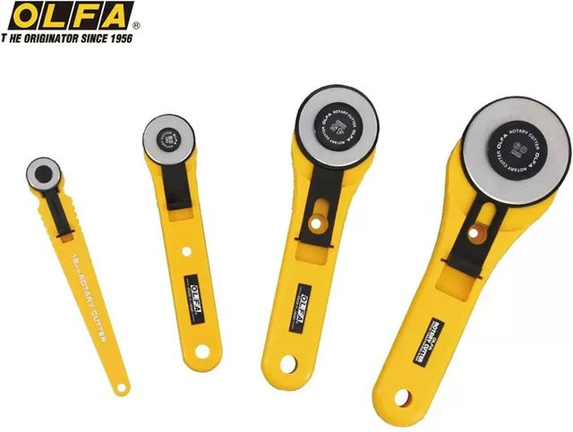 OLFA Japanischer Kreisschneider RTY-Serie Rotierendes Rollmesser für Kurven- und Freiformschnitte in Gelb - Bild 1