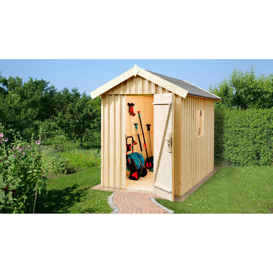 Weka Holz-Gartenhaus in skandinavischem Design mit Satteldach, Farbe Braun, Unbehandelt, B/T/H: 286 x 220 x 162 cm - Bild 2