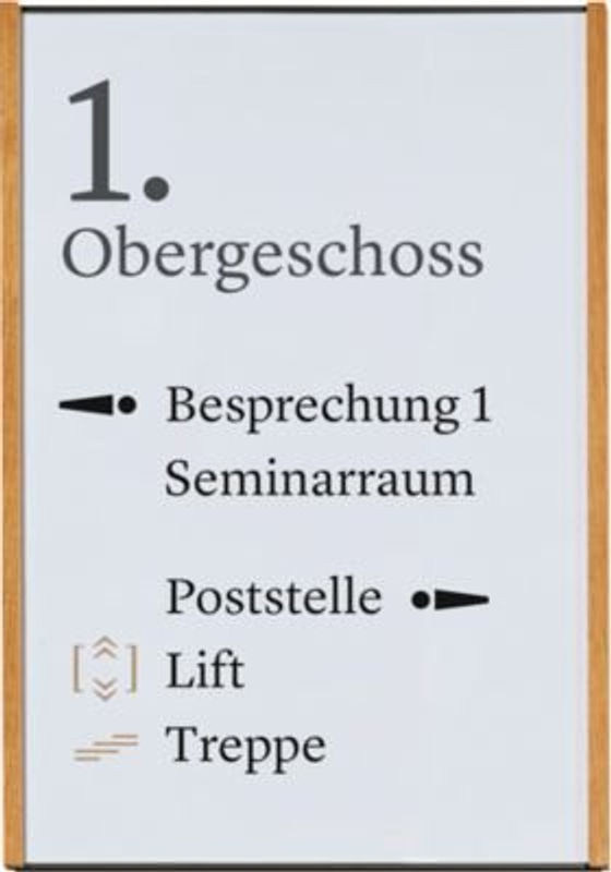 moedel Wandschild LMH DIN A3 Hochformat mit Holz- und Aluminiumrahmen in Schwarz/Eiche, B: 30,85 cm x H: 42,25 cm - Bild 1