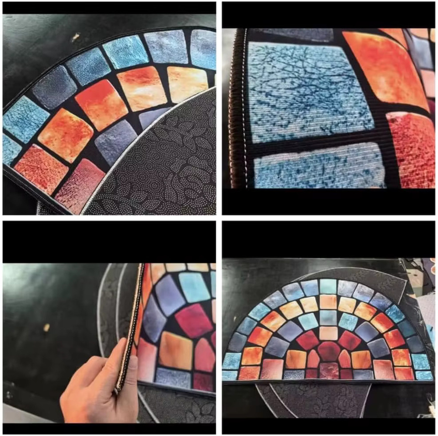 VIKAMA Fußmatte mit Retro Muster für Innen und Außen, Anti-Rutsch Bodenmatte für Küche und Schlafzimmer, Multicolor - Bild 2