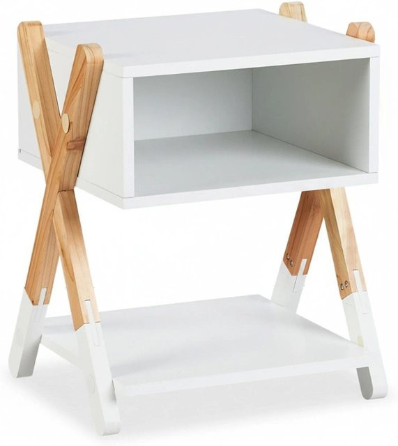 Relaxdays Kindernachttisch aus MDF und Kiefernholz mit offenem Fach, B/T/H: 42 x 34 x 30 cm - Bild 1