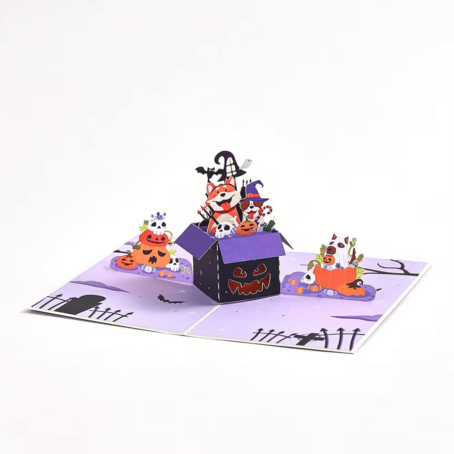 Opjoys 3D-Pop-up-Grußkarte Kawaii-Hunde in Mehrfarbig - Bild 2