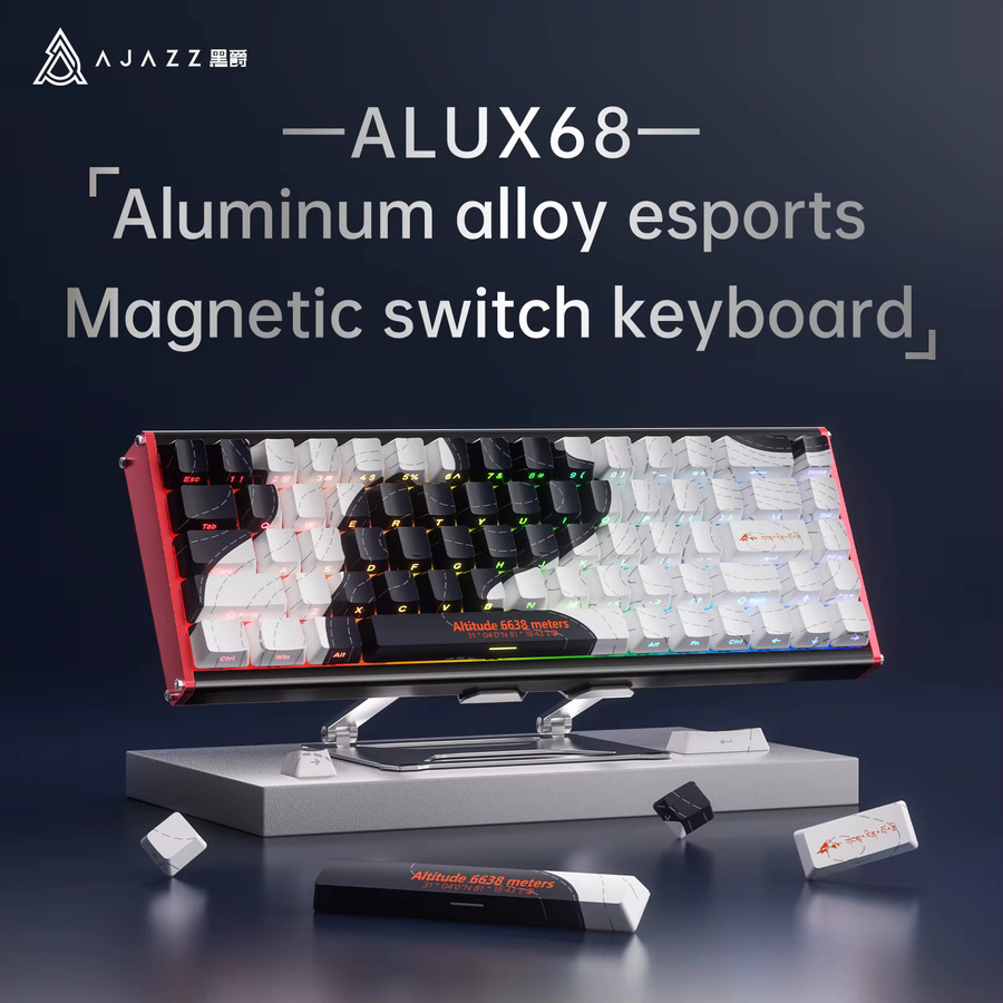 AJAZZ ALUX68 PLUS Aluminium Gaming-Tastatur mit Hall-Effekt Magnetischen Schaltern, Kabelgebunden, 8K Abtastrate, Schwarz/Multicolor - Bild 4