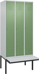 C+P Spind Classic PLUS Garderobenschrank mit Sitzbank, 3 Abteile, Lichtgrau, B/T/H: 2120 x 900 x 815 cm - Bild 1