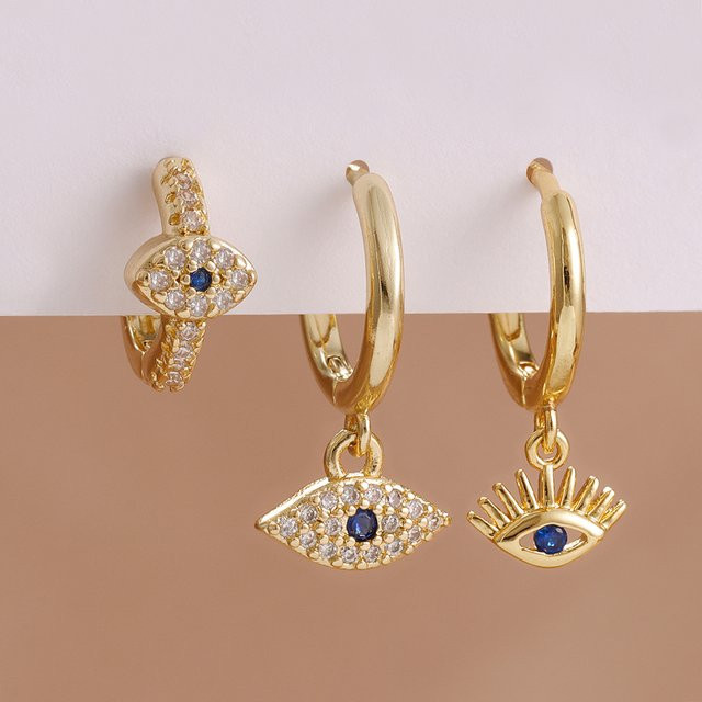 Maodane Creolen, Edelstahl, Gold, Zirkonia, Damen - Bild 1