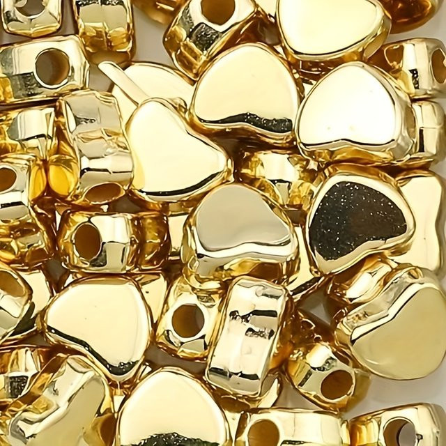 QYWCTZ Perlen, Acryl, herzförmig, 7mm, Gold, Unisex - Bild 1