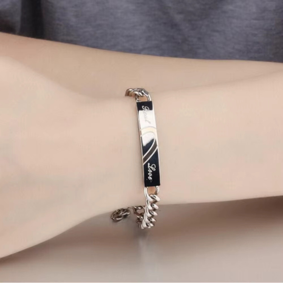 VQYSKO Armbänder, Edelstahl, Silber, Herz Puzzle, Unisex - Bild 3
