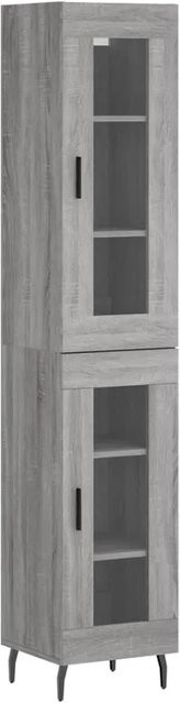 vidaXL Highboard Grau Sonoma mit Glastüren und Regalen, B/T/H: 34,5 x 34 x 180 cm - Bild 1