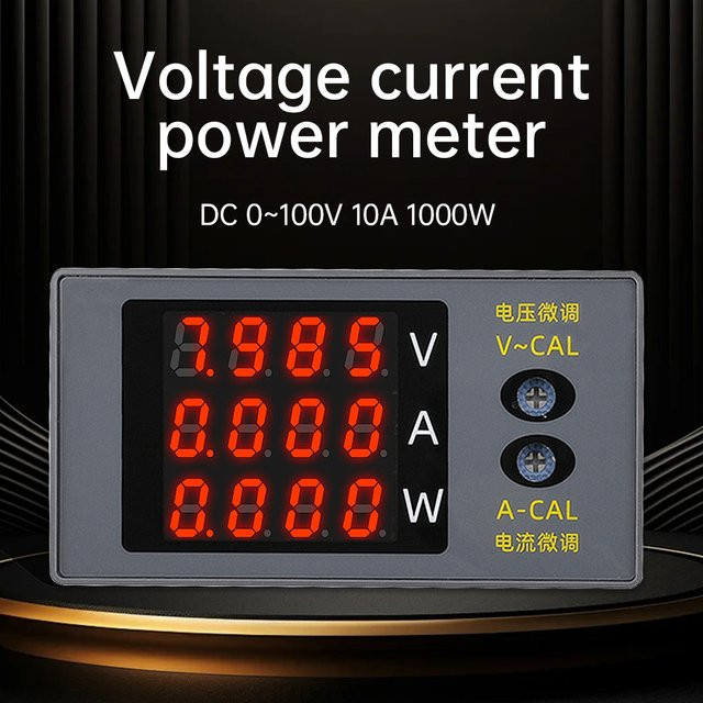Aideepen Digitales Voltmeter Amperemeter Wattmeter zur Messung von Spannung, Strom und Energie, DC 0-100 V, 10 A, 1000 W, in Rot, Grün oder Blau - Bild 1