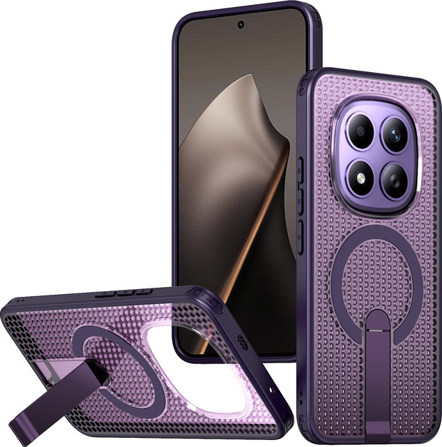 Xiaomi Schutzhülle für Redmi Note 15 Pro Plus mit magnetischem Ringständer und Wärmeableitung, stoßfest und transparent in Purple - Bild 1