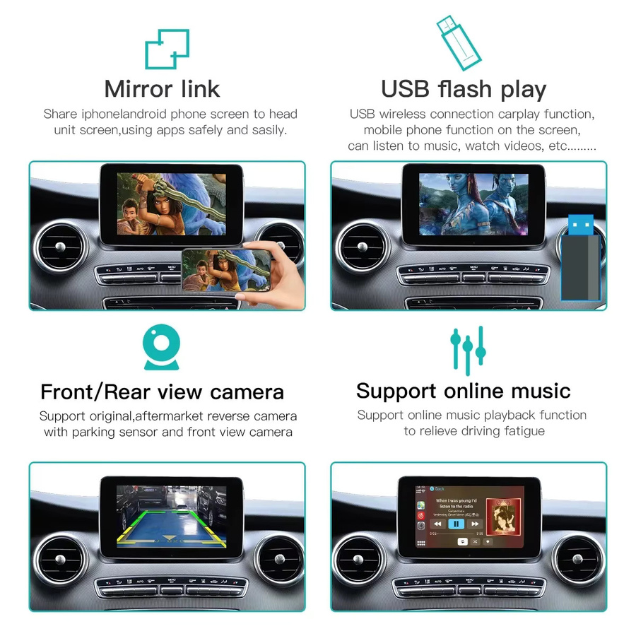 AUTOABC Drahtloses CarPlay und Android Auto Interface für Mercedes Benz V-Klasse W447 (2014–2018), Vito, Viano mit NTG5.0, inklusive Mirror Link und AirPlay - Bild 4