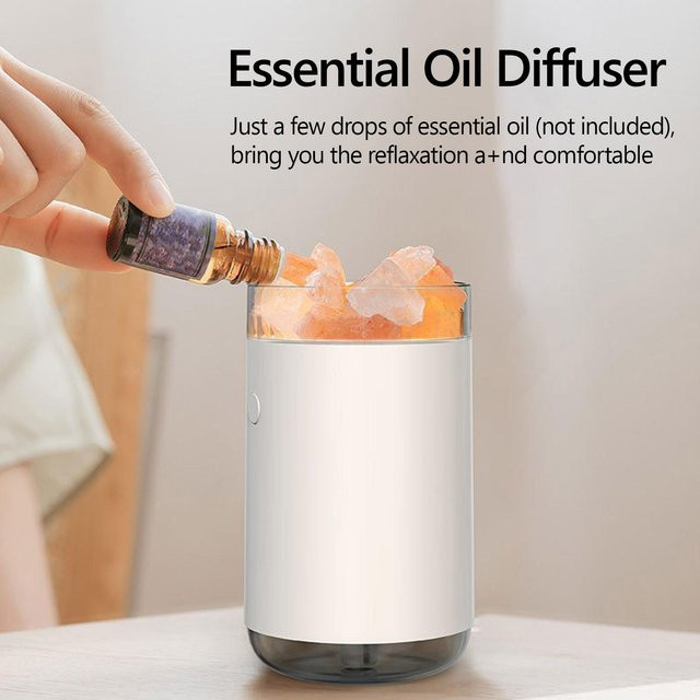 mfySpace Kristallsalzstein Aroma Diffusor mit buntem Licht und Nebelfunktion, Weiß, 260 ml - Bild 1