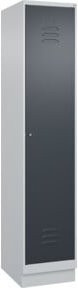 C+P Spind Classic PLUS Garderobenschrank mit Sockel, 1 Abteil, Grau/Anthrazit, H x B x T: 195 x 40 x 50 cm, mit Zylinderschloss, 4 Garderobenhaken und mittiger Trennwand - Bild 1