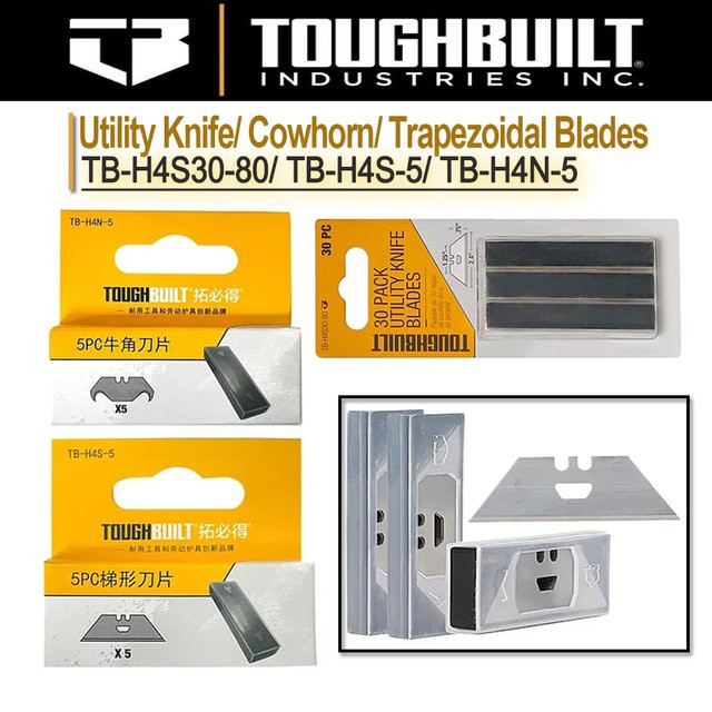 Toughbuilt Allzweckmesser Set in Silber mit Cowhorn und Trapezklingen für Schaber und Messer - Bild 1