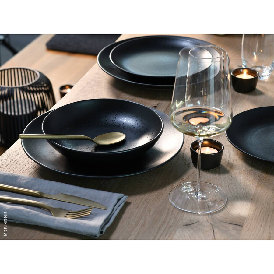 CreaTable Tafelservice Magic Black aus Steinzeug, 12-teilig, schwarz und grau - Bild 5