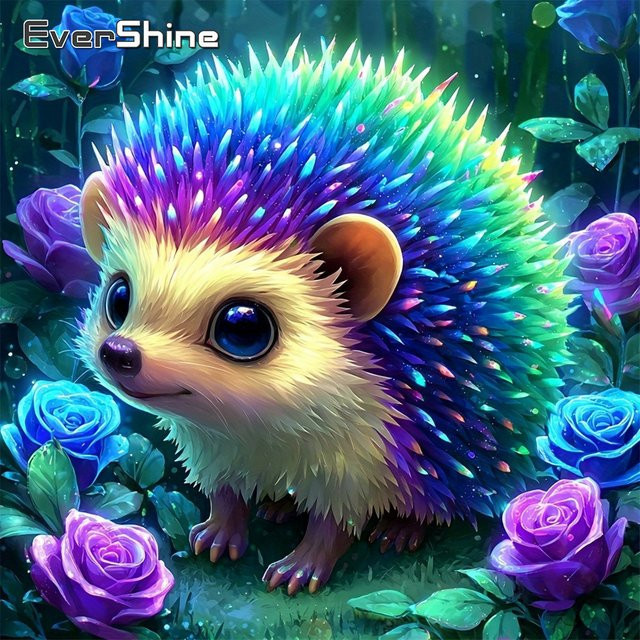 EverShine Diamant-Stickerei Igel-Mosaik Wandkunst für Erwachsene in Multicolour, B/T/H: 20 x 20 x 20 cm - Bild 1