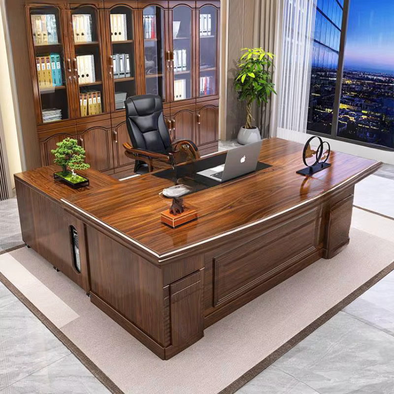 ZHIO Moderner Computertisch aus Holz in Braun mit Schubladenelement für dein Home-Office - Bild 2