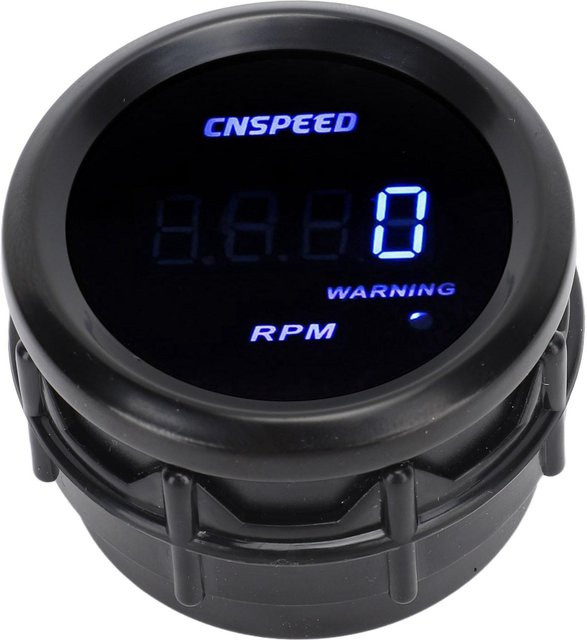 Koogeelife Digitaler Drehzahlmesser 2in1 für Auto, 12V, 0 bis 9999RPM, Ultradünn, Blaues Licht, Durchmesser: 52 mm, Schwarz - Bild 1