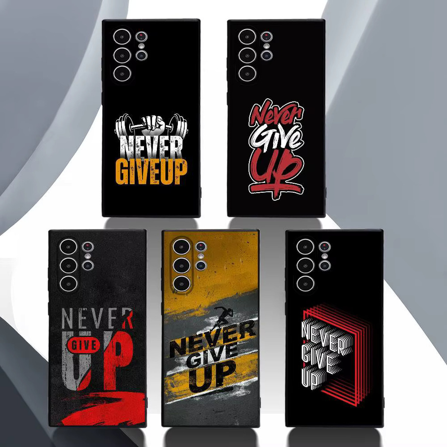Give Never Up Frosted Soft Cover Handyhülle für Samsung Galaxy S25 S24 S23 S22 S21 S20 Ultra Plus in Schwarz - Bild 5