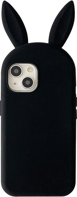 YULIN Silikon Handyhülle mit 3D-Kaninchen-Ohren für iPhone 17 16 14 13 Pro Max in Schwarz - Bild 1