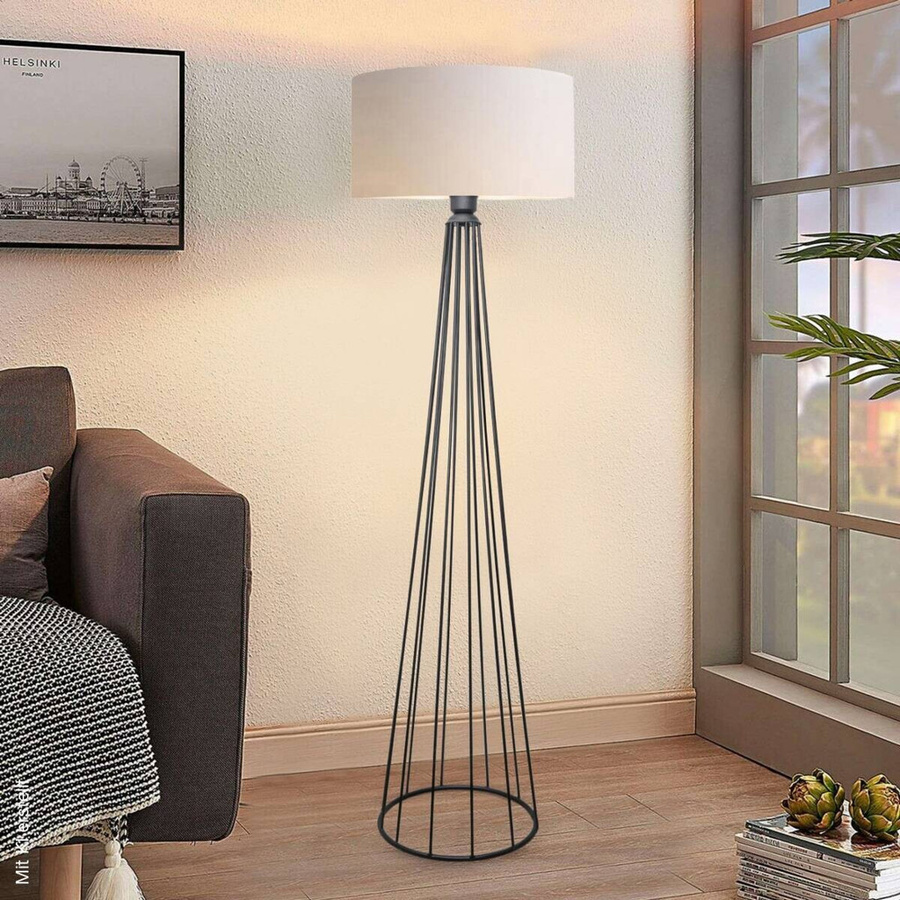 Opviq Stehlampe aus Metall in Beige mit Stoffschirm, E27, B/T/H: 38 x 38 x 155 cm - Bild 2