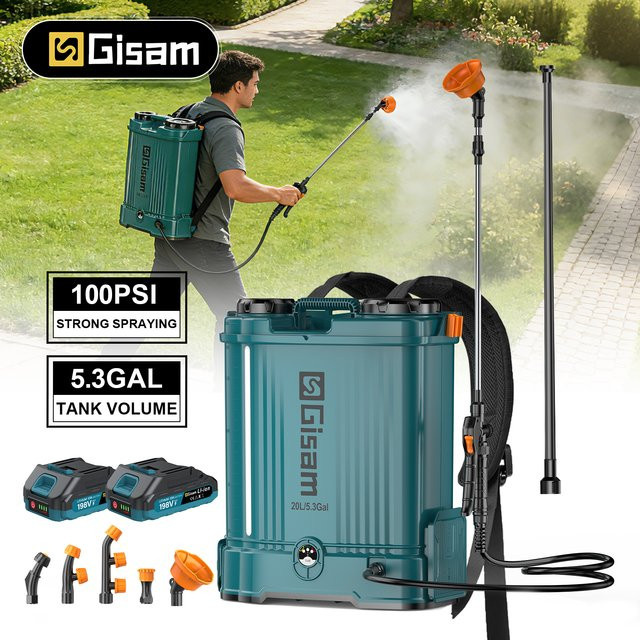 Gisam Elektrischer Lithium-Sprüher 100PIS Hochleistungs-Garten- und Rasensprühgerät für Makita 18V Akku, Volumen: 20 l - Bild 1