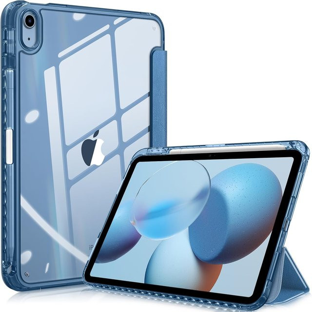 Schlanke Schutzhülle für iPad 10. Generation 10,9 Zoll und iPad Pro 11 Zoll mit transparenter Rückschale in Rosa und Navy Blau - Bild 1
