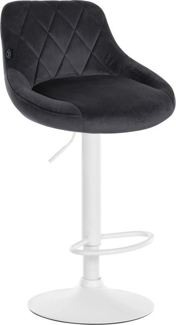 DELUKE Barhocker FALON aus Samt in Dunkelgrau und Weiß, drehbar mit Lehne, B/T/H: 46 x 49 x 83 cm - Bild 1