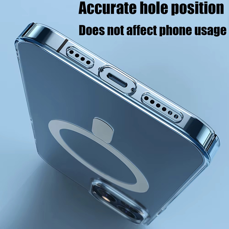 YuexTi MagSafe Magnetische Kabellose Lade Tasche Transparente Schutzhülle für iPhone 15 14 13 12 11 Pro Max X XR 7 8 Plus - Bild 4