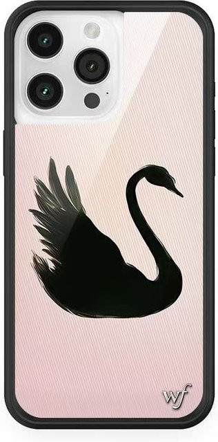 Wildflower Black Swan Handyhülle für iPhone 12 bis 17 Pro Max Plus in Schwarz und Pink - Bild 1