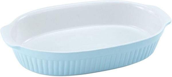 CreaTable Auflaufform Classic PASTELL Kitchen oval, blau, 2500 ml, B: 18 cm, H: 6 cm, L: 33,5 cm