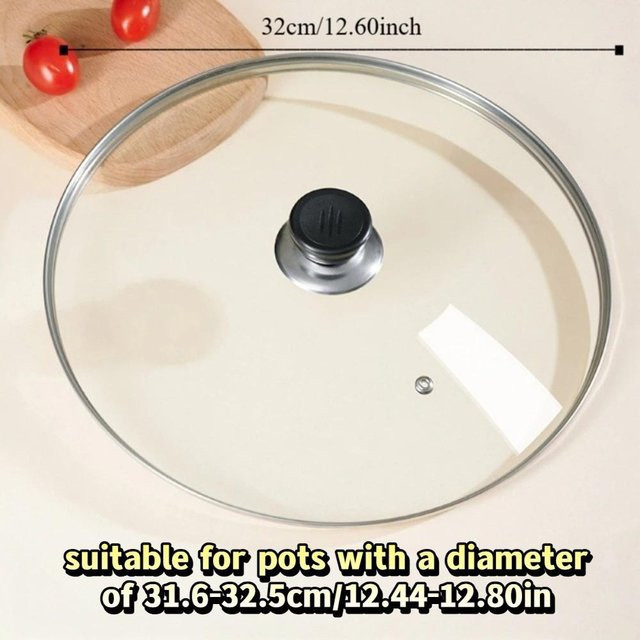Bush Culture Universeller vertikaler Pfannendeckel aus gehärtetem Glas in Transparent, Durchmesser: 32 cm - Bild 1