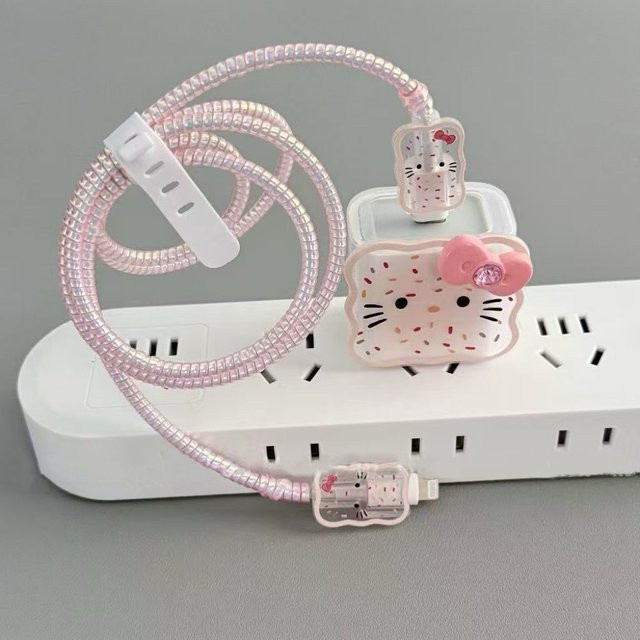 Hello Kitty iPhone 17 Ladegerät Schutzhülle mit Schleife im Kawaii Cartoon Design - Bild 1
