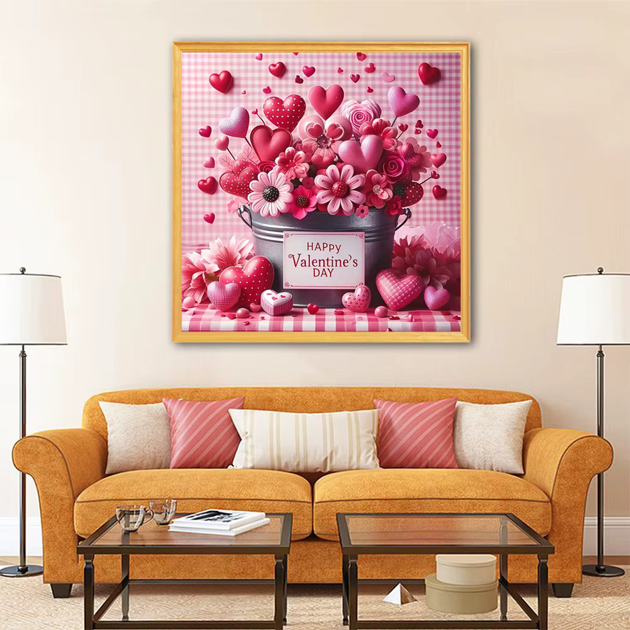 EverShine 5D-Diamantgemälde Herz und Blumen in Pink, DIY Mosaik-Bastelset mit vollen Bohrern - Bild 3